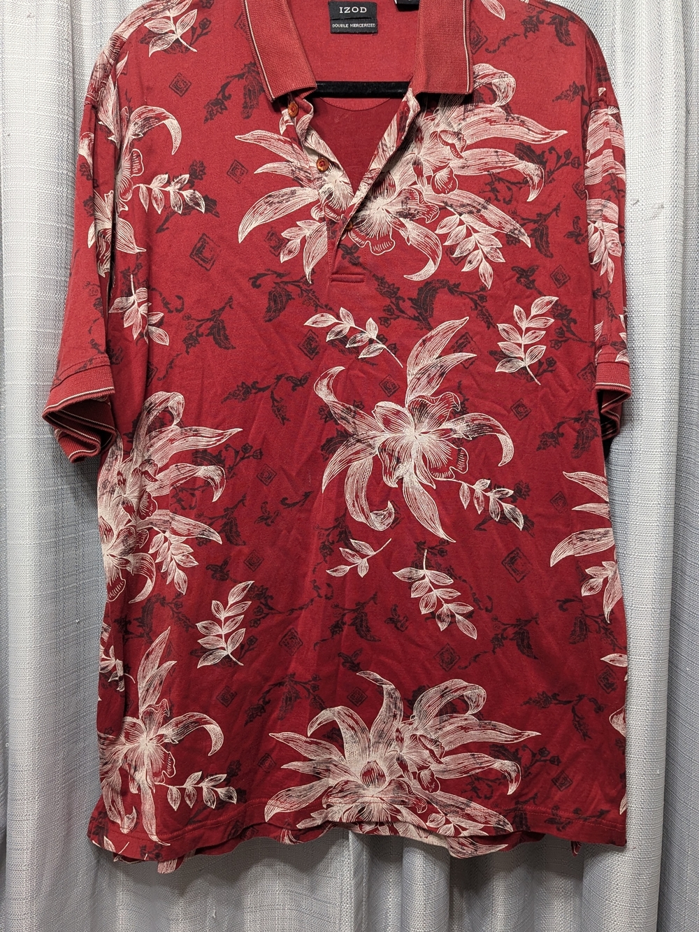 Izod Red Floral Short-Sleeve Polo
